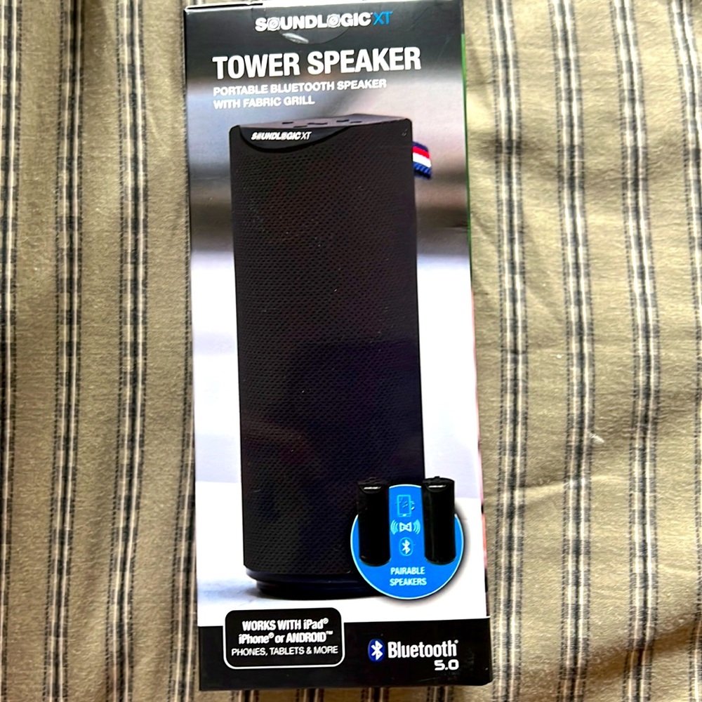 Soundlogic XT tower speaker portable bluetooth speaker w/ fabric grill BRAND NEW